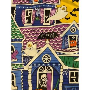 Vintage Halloween Haunted House Graveyard Trick Treat Bag Sack Glow In The Dark